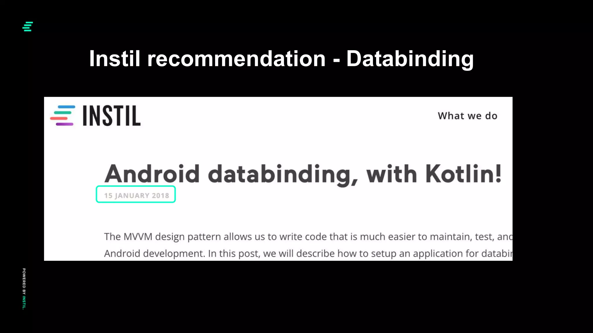 Instil recommendation - Databinding
 