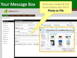 Select your images & text
to accompany your link in
Photo or File
 
