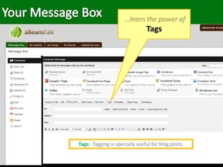Tags: Tagging is specially useful for blog posts.
…learn the power of
Tags
 