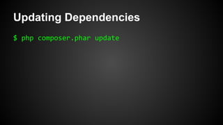 Updating Dependencies
$ php composer.phar update
 