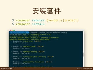Composer 是PHP Day #28
時⼈人
• PHP 都 與Packagist.org
• PHP ⽤用 網 ⾃自
說 因 那
/ 說
P.S Composer Packagist
 