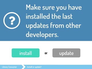 Make sure you have 
installed the last 
updates from other 
developers. 
? 
install or update 
Library Consumer Install or update? 
 