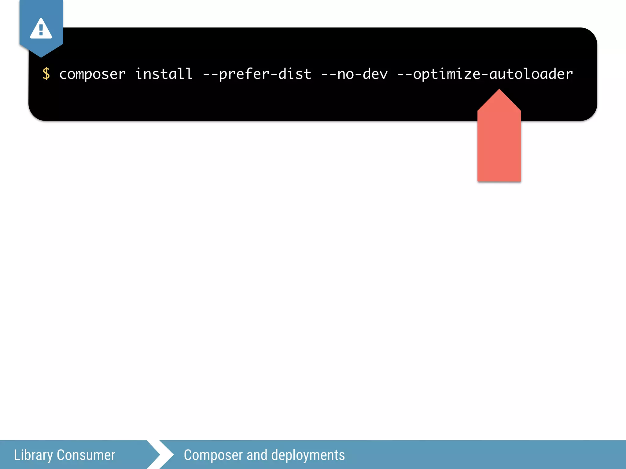 $ composer install --prefer-dist --no-dev --optimize-autoloader
Library Consumer Composer and deployments
,
 