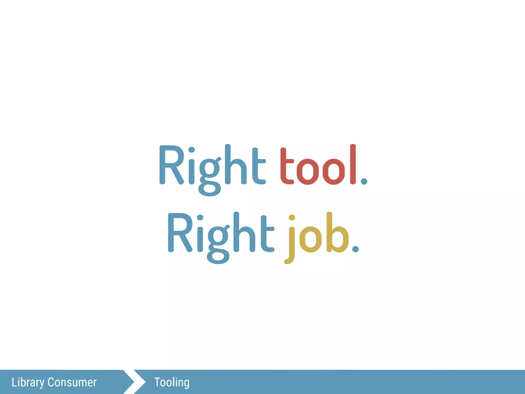 Library Consumer Tooling
Right tool. 
Right job.
 