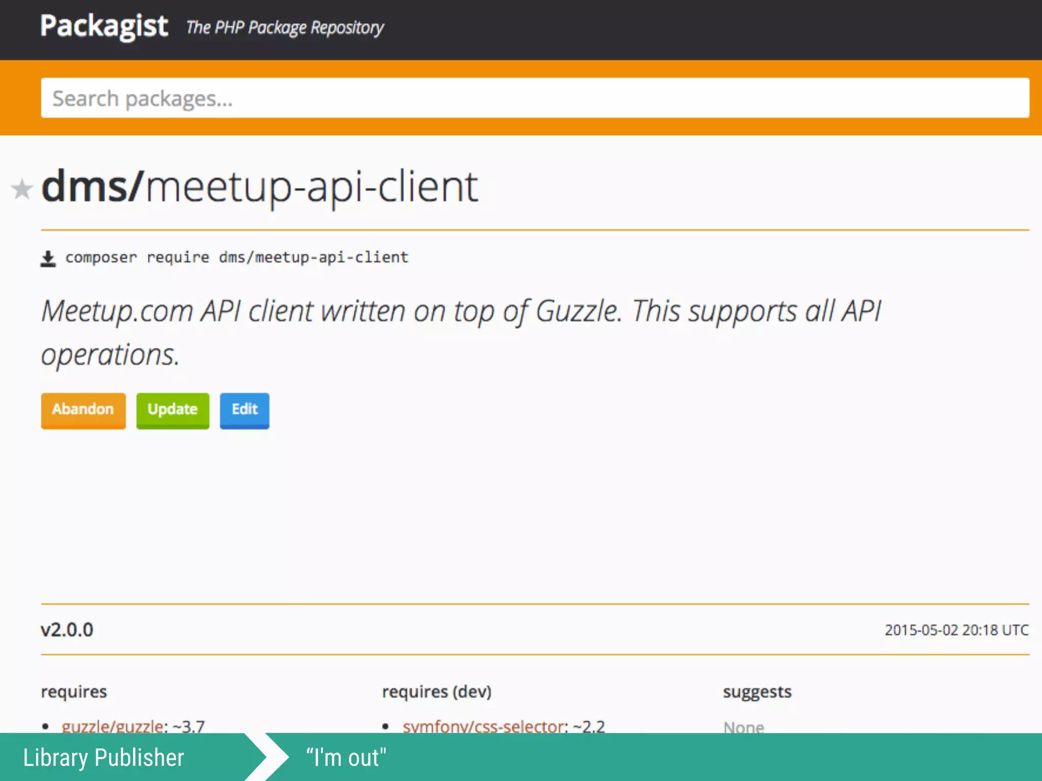 Library Publisher “I'm out"
 