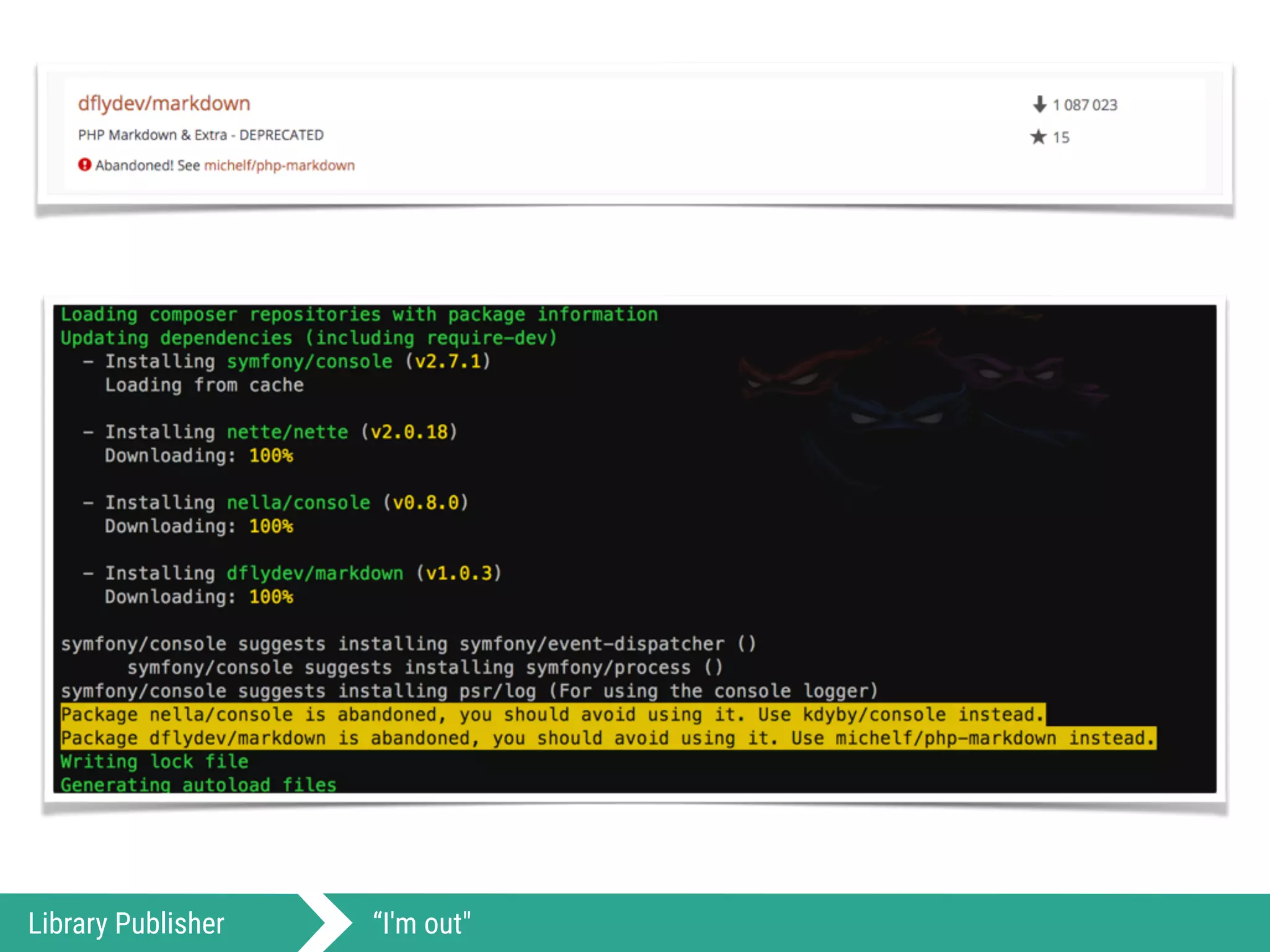 Library Publisher “I'm out"
 