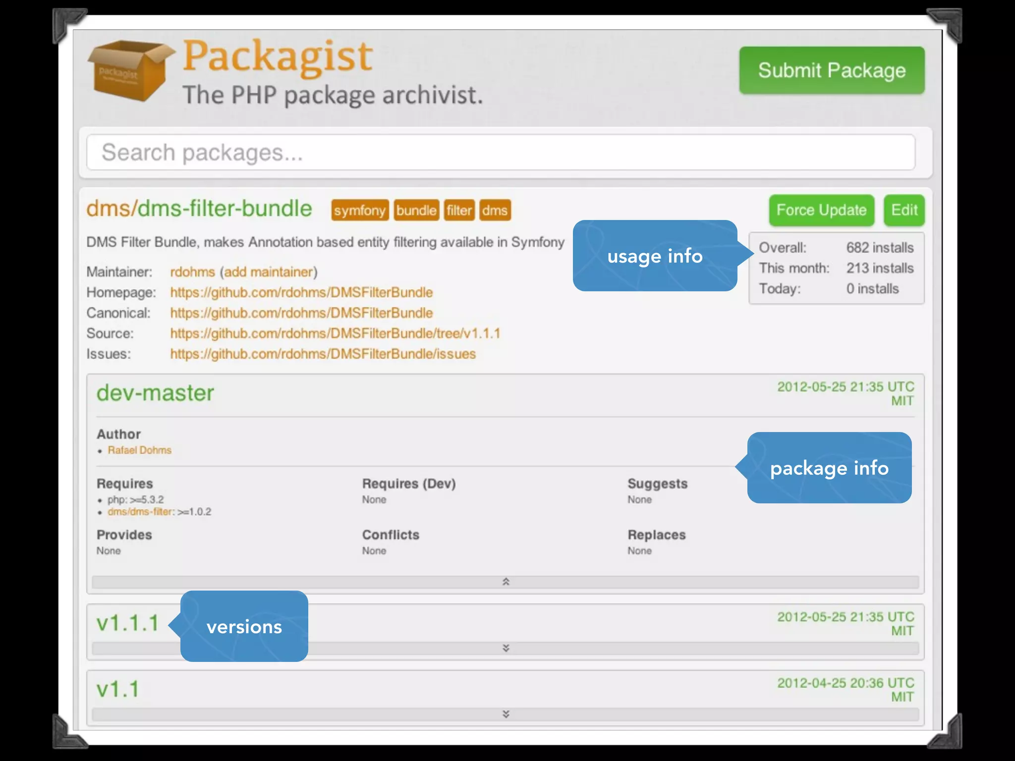 versions
package info
usage info
 