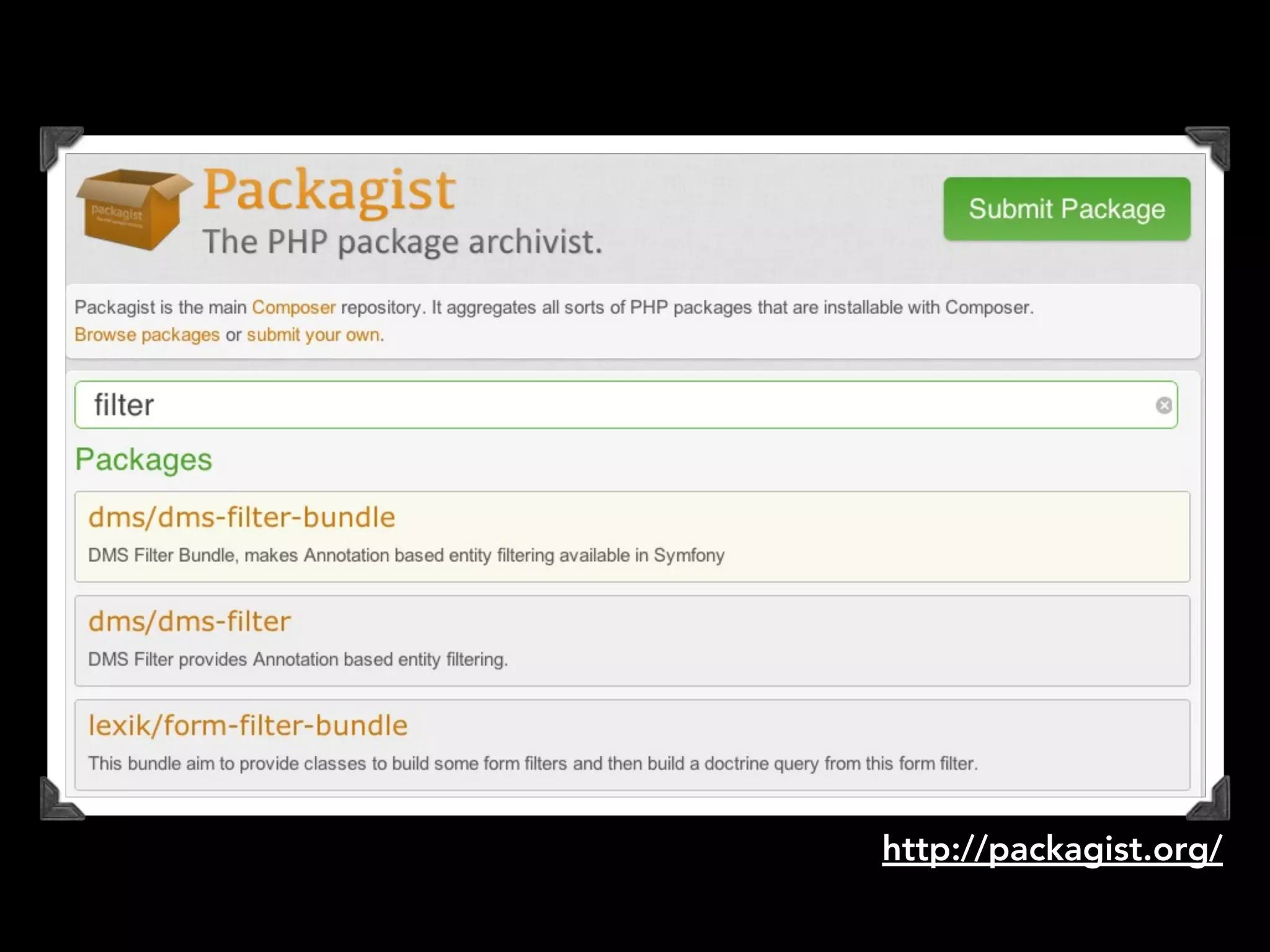 http://packagist.org/
 