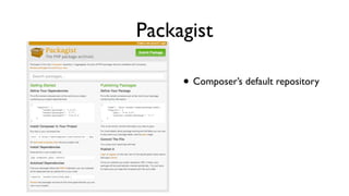 Packagist

     • Composer’s default repository
 