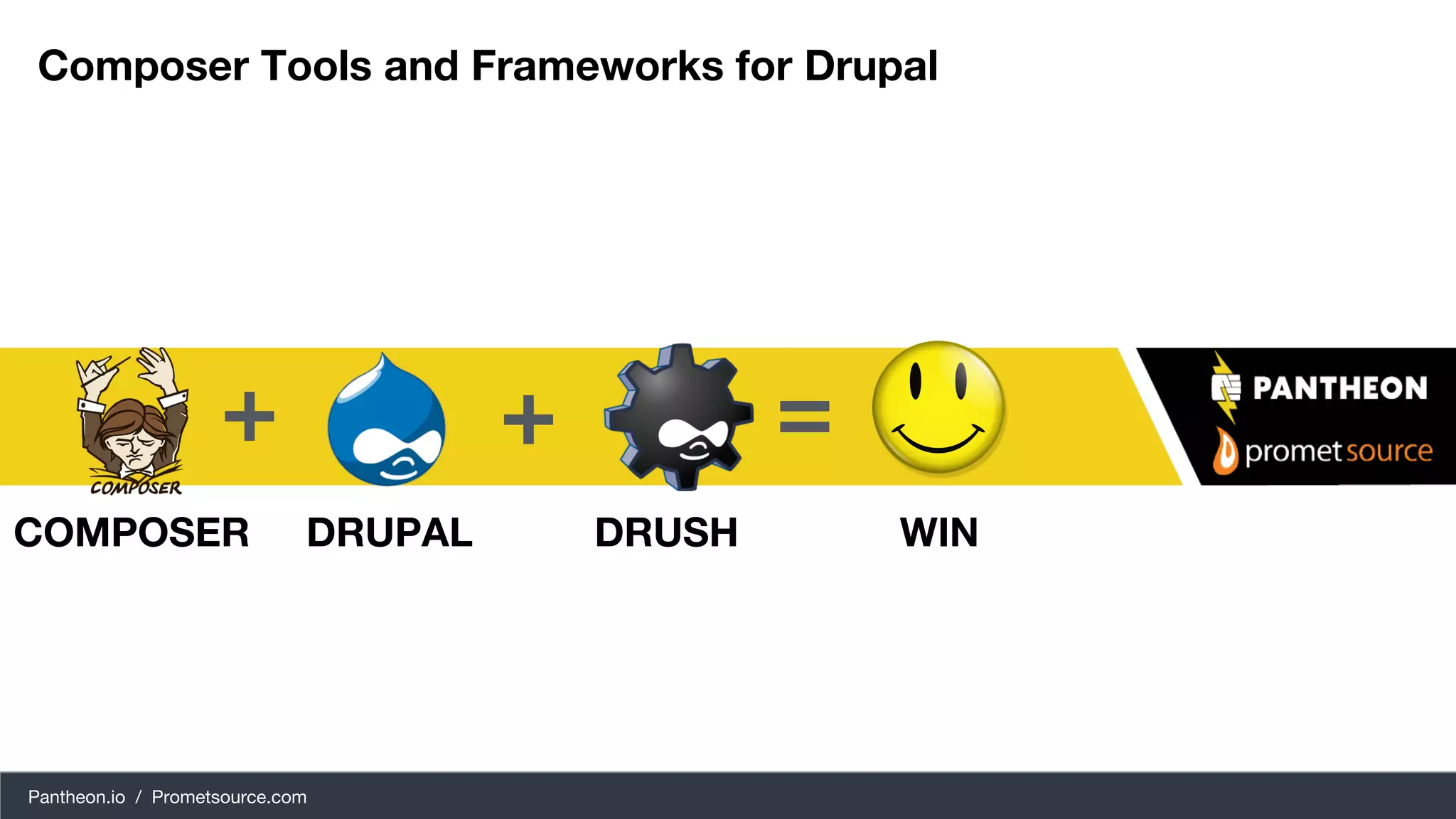 Pantheon.io / Prometsource.com Composer Tools and Frameworks for Drupal + =+ COMPOSER DRUPAL DRUSH WIN 