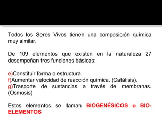 Composición Química De Los Seres Vivos | PPT