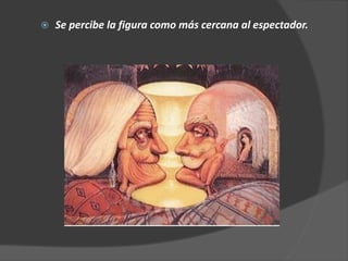 Se percibe la figura como más cercana al espectador.
 