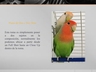Plano de Dos o Two Shot


Esta toma es simplemente poner
a    dos      sujetos  en    la
composición, normalmente los
podemos ubicar a partir desde
un Full Shot hasta un Close Up
dentro de la toma.
 