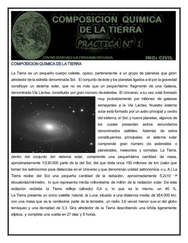 Composicion quimica de la tierra