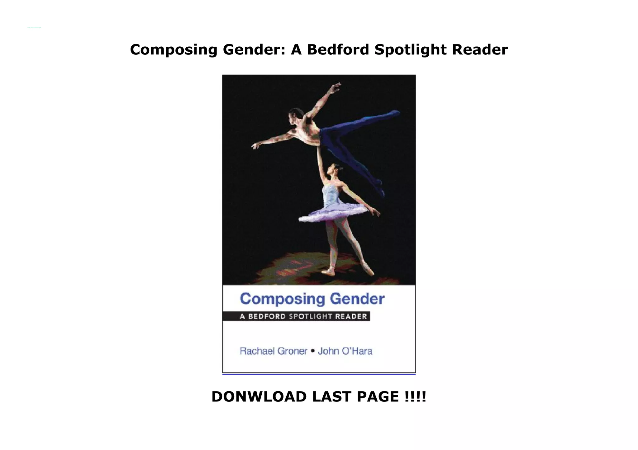 Composing Gender A Bedford Spotlight Reader PPT