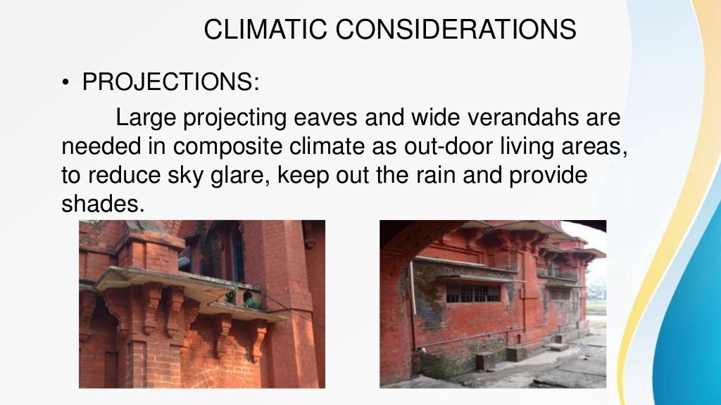 Architectural features of composite climate in India