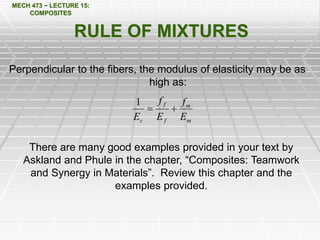 Chapter Compsites A composite material is a combination of two materials with different ...