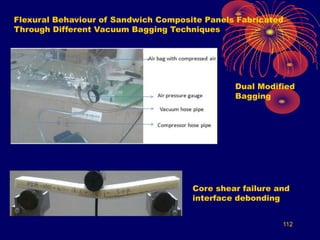 112
Flexural Behaviour of Sandwich Composite Panels Fabricated
Through Different Vacuum Bagging Techniques
Dual Modified
Bagging
Core shear failure and
interface debonding
 