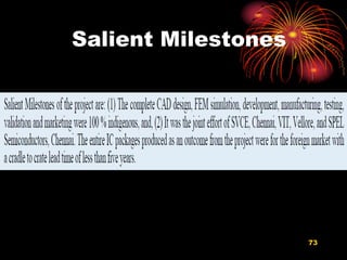 Salient Milestones
73
 