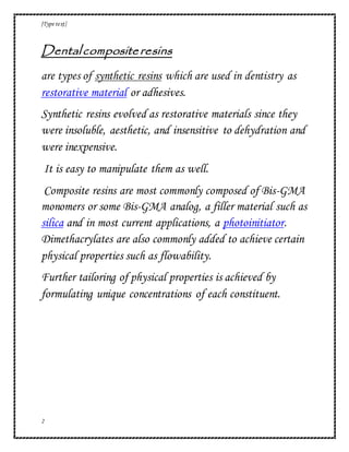 Composites for class ii cavities | DOCX
