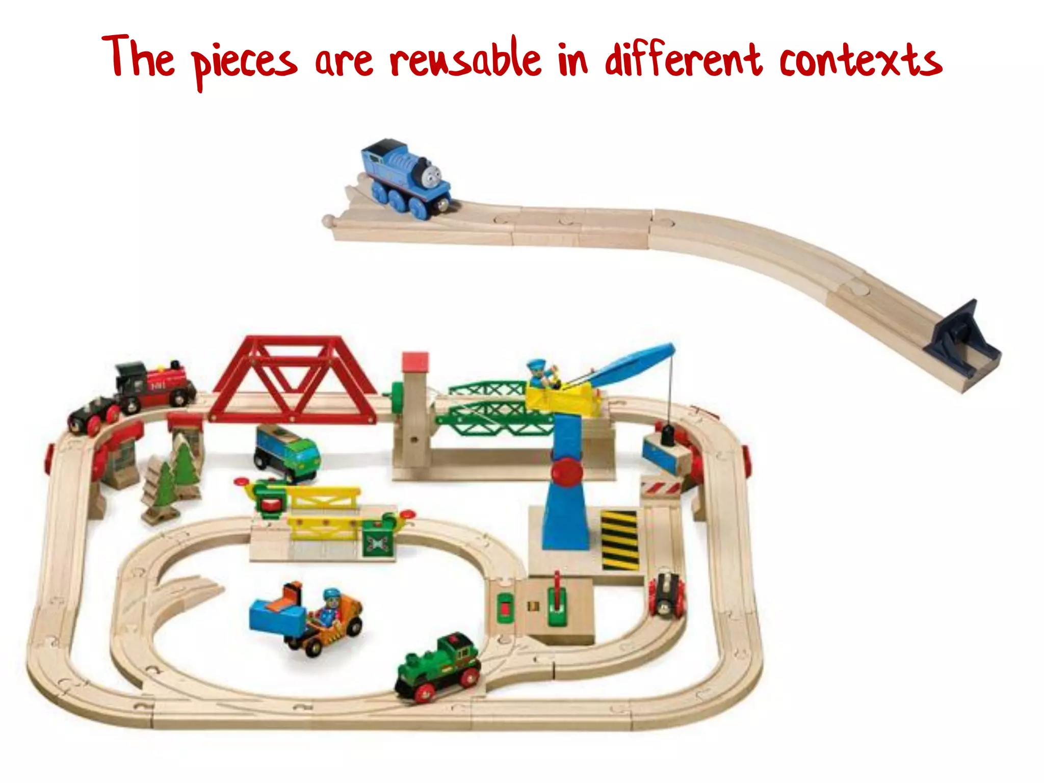 The pieces are reusable in different contexts
 