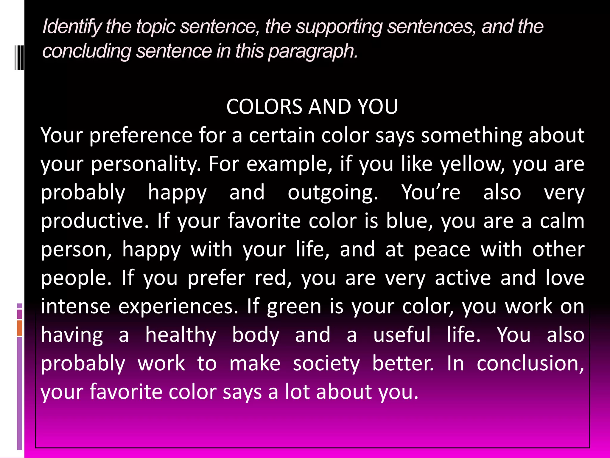 COMPOSITION 1-TOPIC SENTENCES | PPT