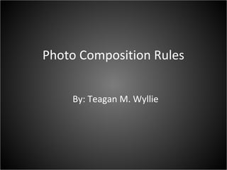 Photo Composition Rules
By: Teagan M. Wyllie
 