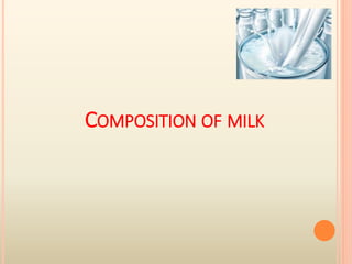 COMPOSITION OF MILK
 