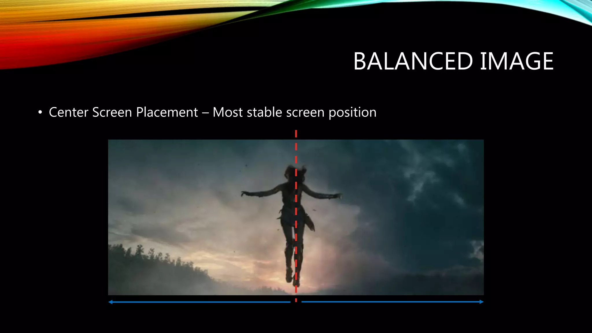 BALANCED IMAGE
• Center Screen Placement – Most stable screen position
 