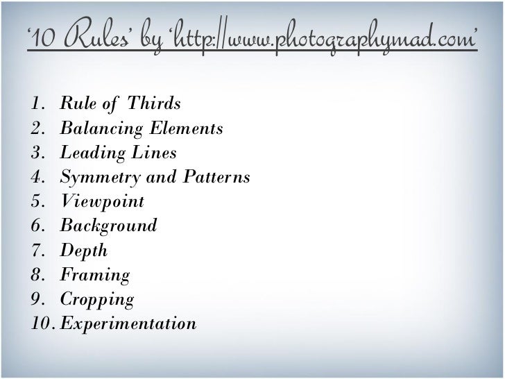 what are the 7 rules of composition
