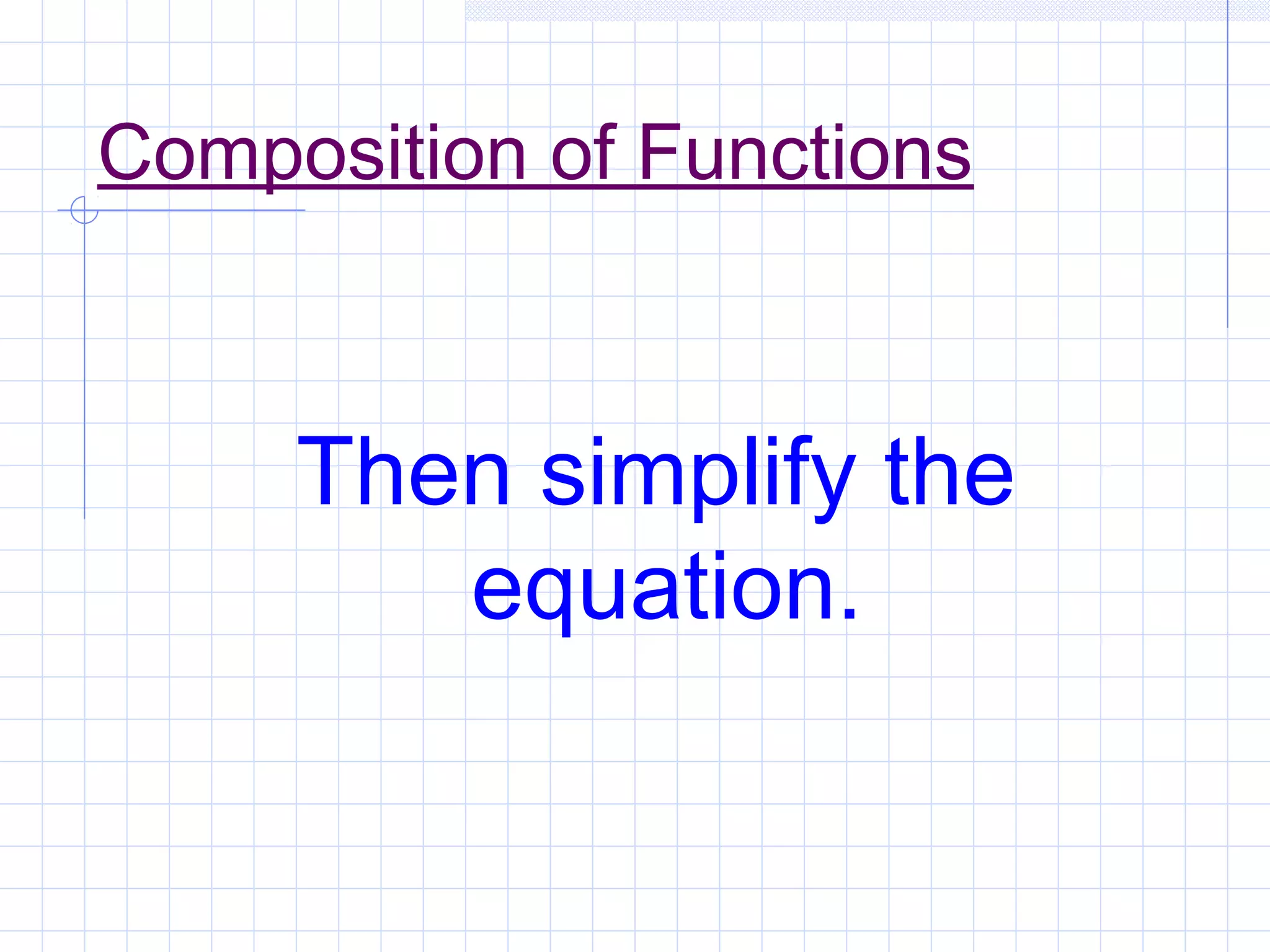 Composition of Functions
Then simplify the
equation.