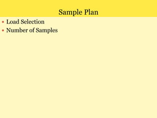 Sample Plan
 Load Selection
 Number of Samples
 