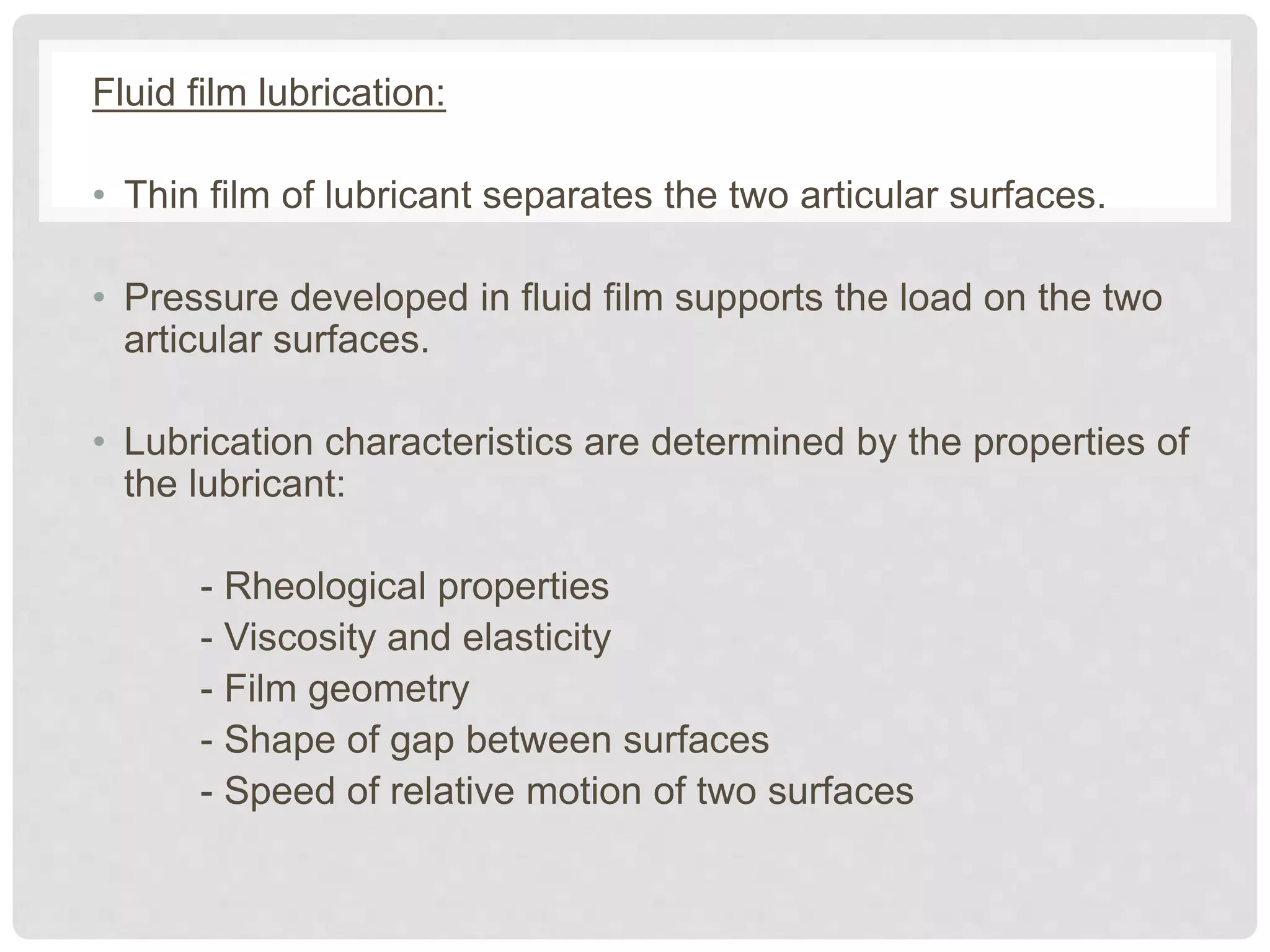 Composition of synovial fluid and mechanism of joint lubrication | PPT