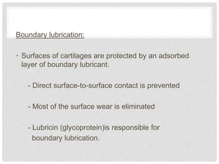 Composition of synovial fluid and mechanism of joint lubrication | PPTX