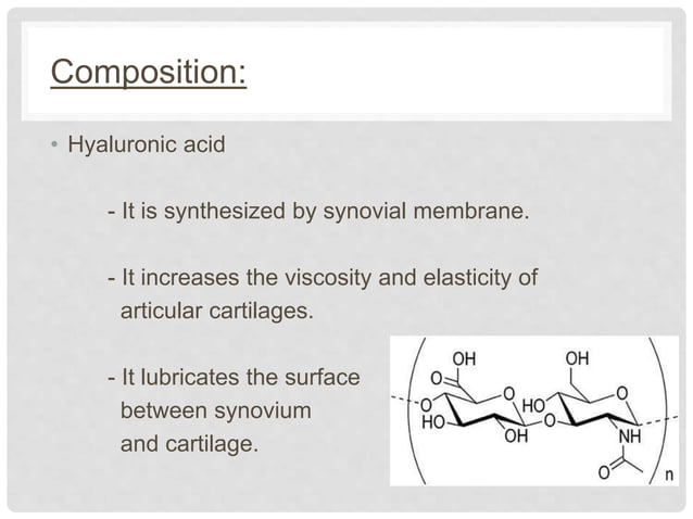 Composition of synovial fluid and mechanism of joint lubrication | PPT