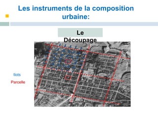 Le
Découpage
Les instruments de la composition
urbaine:
Ilots
Parcelle
 