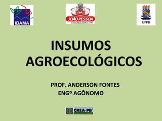 INSUMOS
AGROECOLÓGICOS
PROF. ANDERSON FONTES
ENGº AGÔNOMO
 