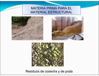 MATERIA PRIMA PARA EL
MATERIAL ESTRUCTURAL
Residuos de cosecha y de poda
 