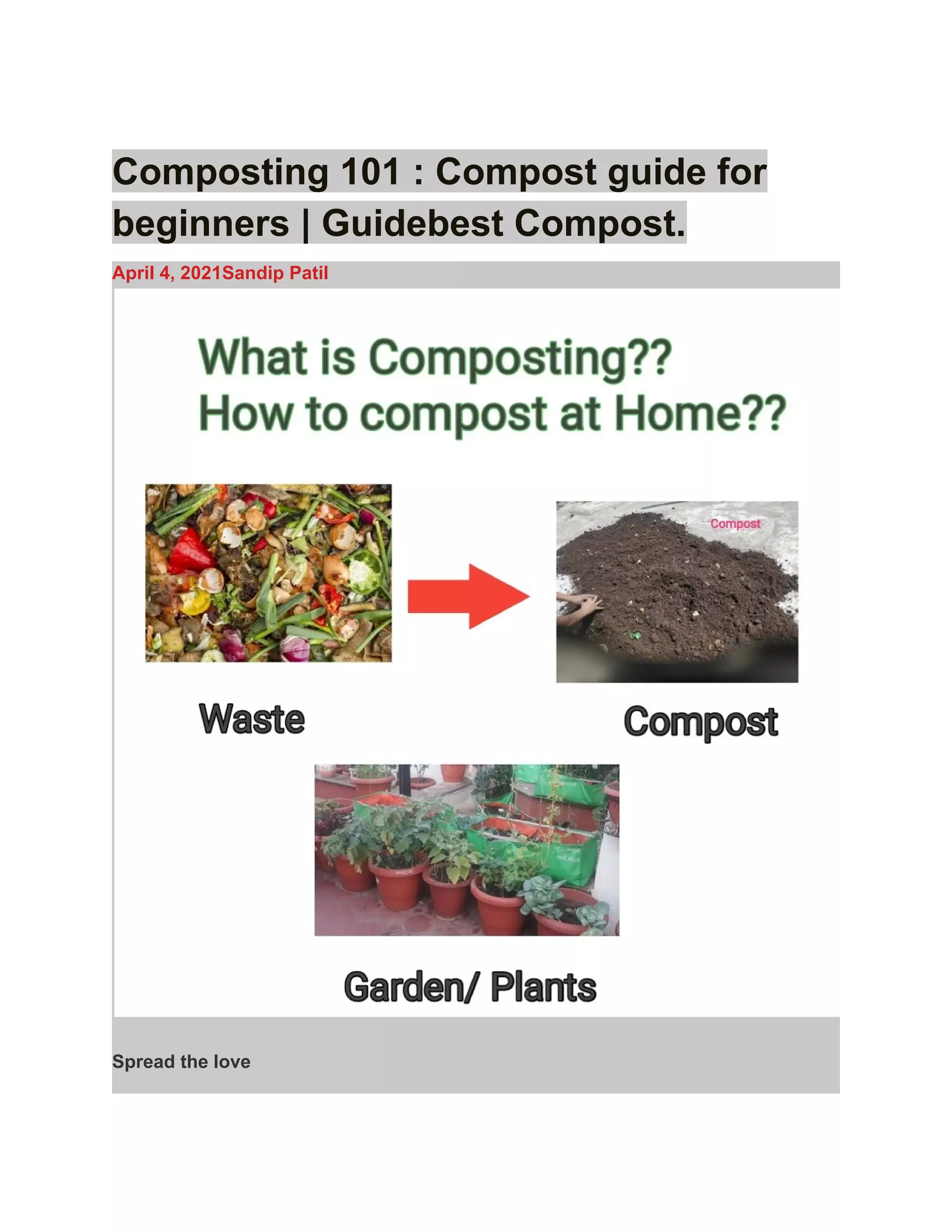 Composting 101 : Compost guide for
beginners | Guidebest Compost.
April 4, 2021Sandip Patil
Spread the love
 