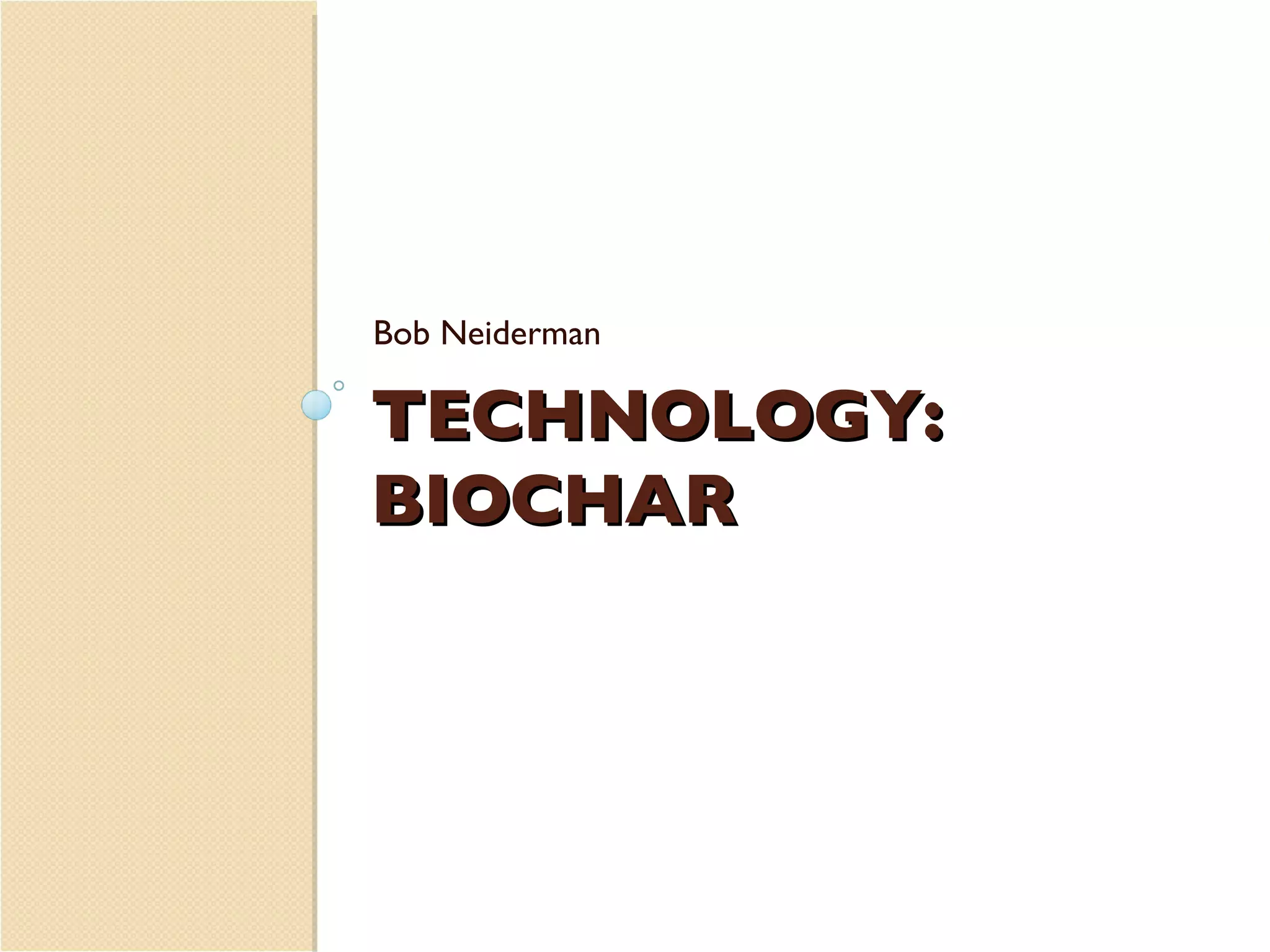 TECHNOLOGY:  BIOCHAR Bob Neiderman 