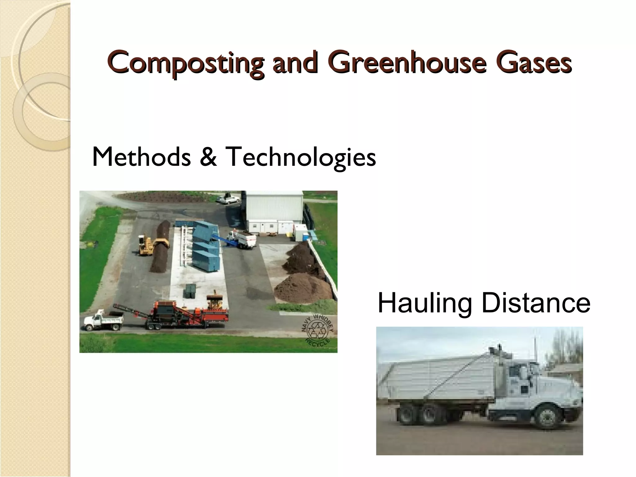 Composting and Greenhouse Gases Methods & Technologies Hauling Distance 