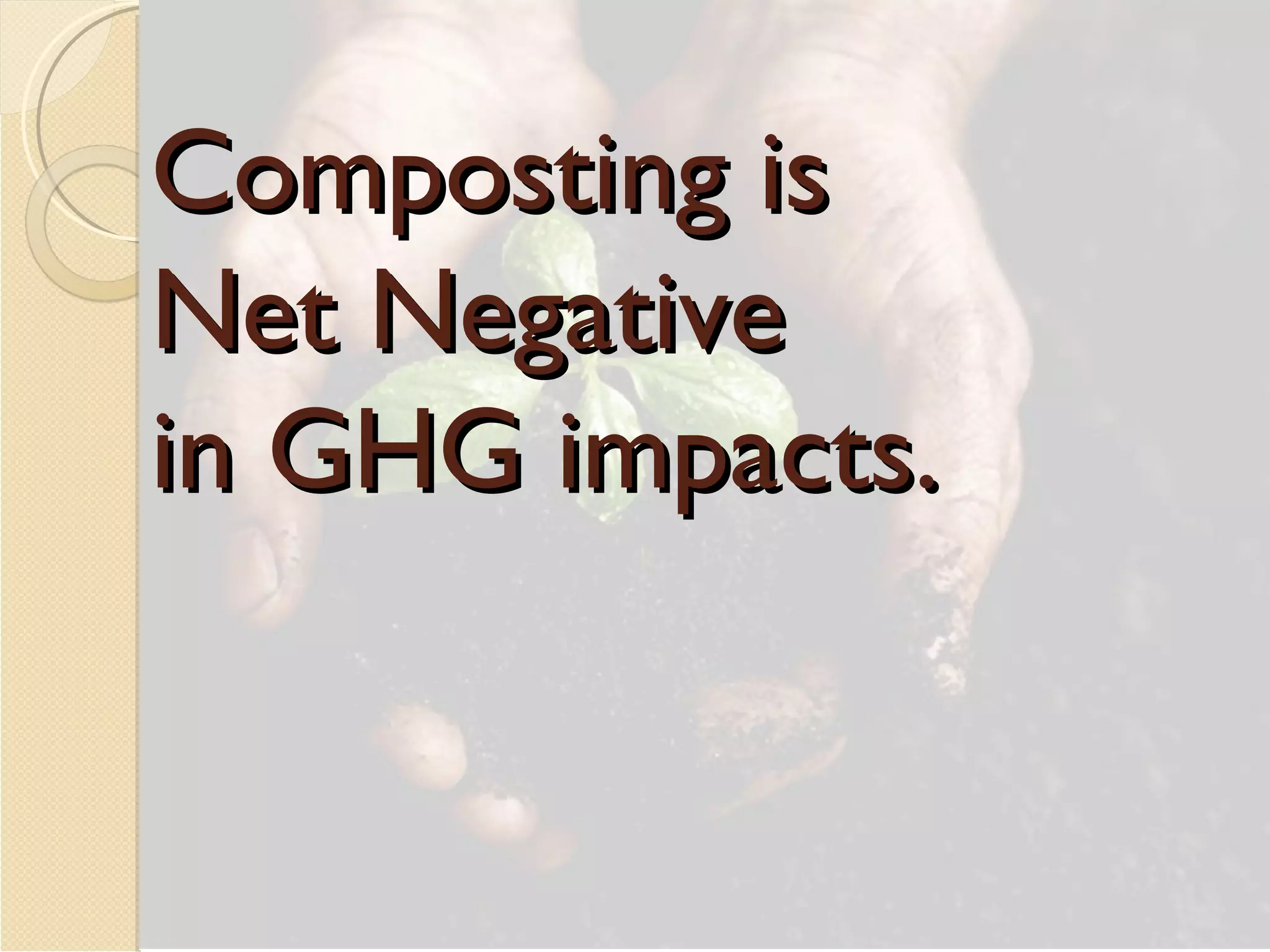 Composting is  Net Negative  in GHG impacts. 