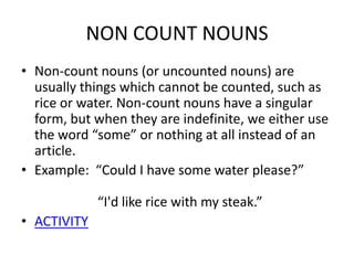Non Count Compound, count and non count nouns | PPTX