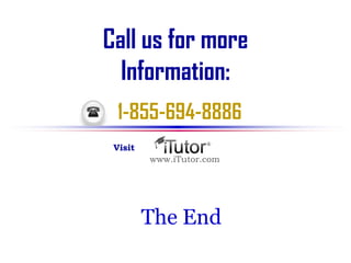 The End
Call us for more
Information:
www.iTutor.com
1-855-694-8886
Visit
 