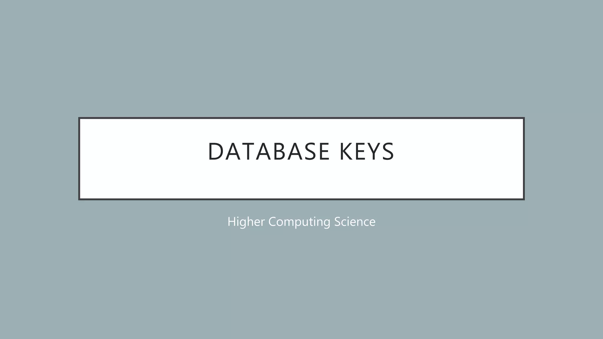 Compound Keys PPT