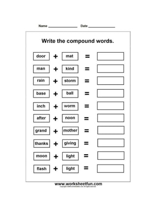 Compound Nouns Worksheets