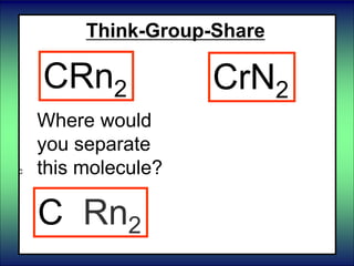 Think-Group-Share
CRn2 CrN2
c
Where would
you separate
this molecule?
C Rn2
 
