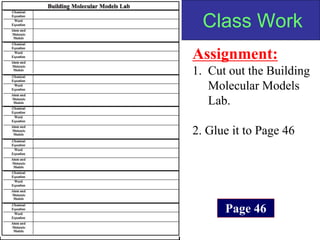 Copyright Richards 2009
Class Work
Assignment:
1. Cut out the Building
Molecular Models
Lab.
2. Glue it to Page 46
Page 46
 