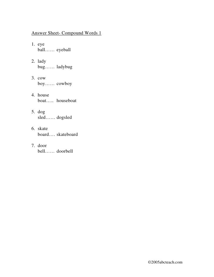 compound word worksheet