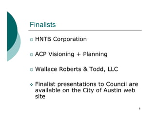 Staff presentation on Austin Comprehensive Plan RFQ process